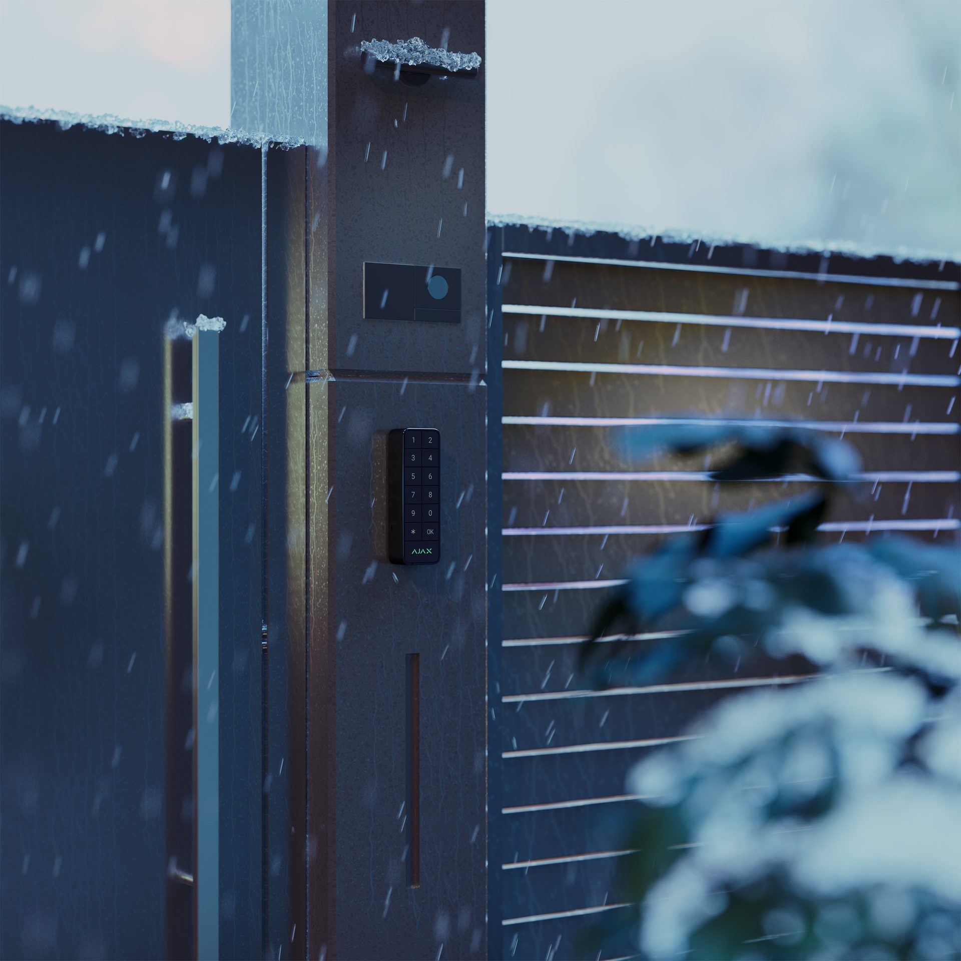 Ajax outdoor keypad at a front entry