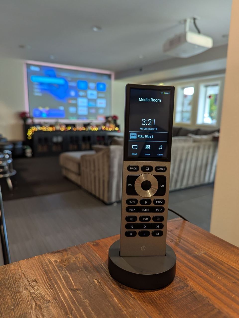 Control4 remote on a table