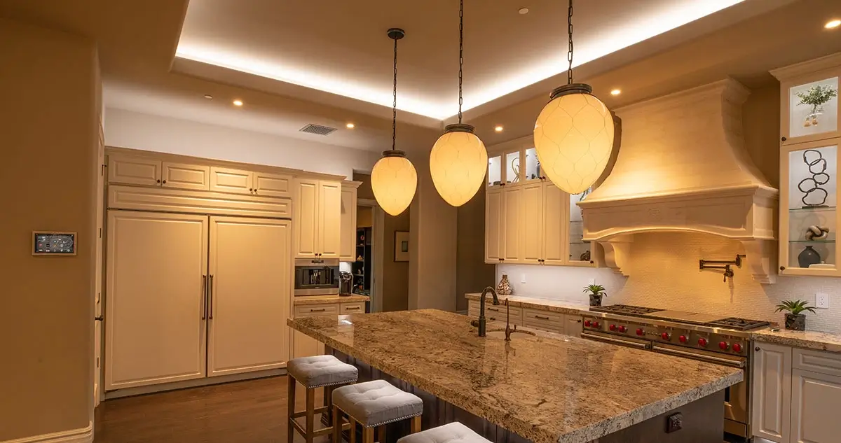 Recessed lighting in kitchen